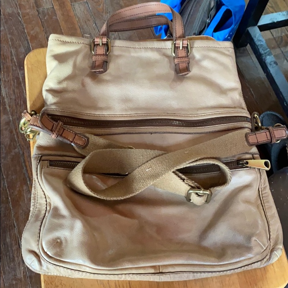 Fold over leeather shoulder bag